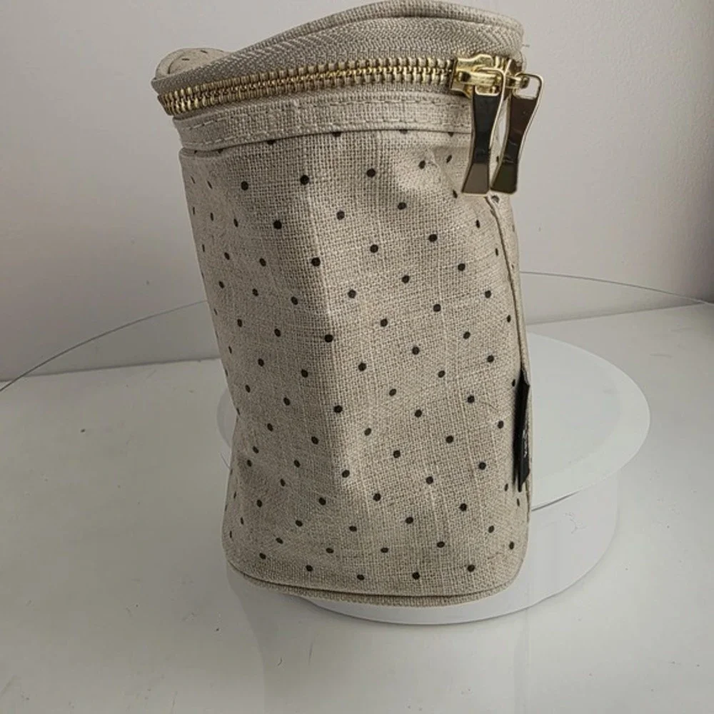Kate Spade Out To Lunch Beige Insulated Polka Dot Lunch Box Tote‎ Zip Around Bag